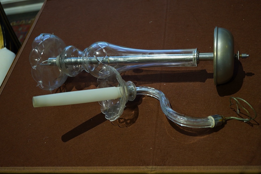 A cut glass chandelier